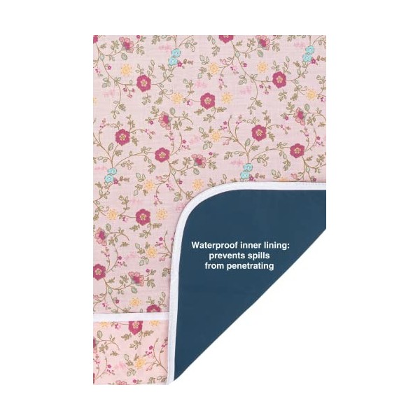 Shorewood Medical Bavoir imperméable pour adulte avec ramasse-miettes - Lavable en machine - Taille M - Motif floral rose