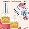 ACQUTEE 6 en 1 15ml Builder Gel Colles pour Ongles Base Gel Pour Pose Américaine Ongles Capsules, Nail Extend Durcissement, N