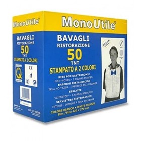 MAQA Lot de 50 bavoirs imperméables en TNT 35 x 45 cm, jetables avec nœud papillon, bavettes jetables pour adultes