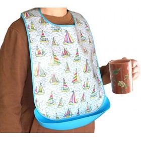 Tablier imperméable pour adulte aîné avec attrape-miettes détachable