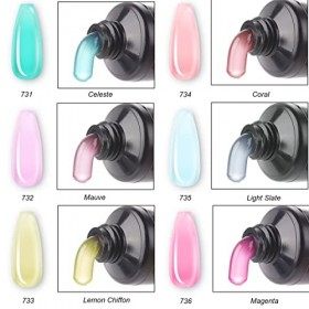 Makartt Jelly Poly Kit de gel pour les Ongles 6 Couleurs Pastel Gel de Construction dongles 15ML Gel dongle Translucide Kit