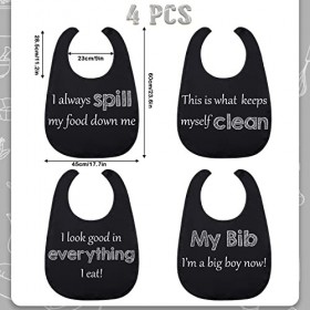 Zhanmai Lot de 4 grands bavoirs amusants lavables pour adulte - Pour femme et homme - Style élégant