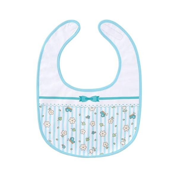 LittleForBig Babydoll Coton Imperméable Imprimé Floral Bleu Adulte Bavoir avec Fermeture Velcro Réglable, bleu, taille unique