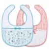 LittleForBig Lot de 2 bavoirs imperméables en coton avec fermeture Velcro réglable Motif floral Rose et bleu, rose/bleu, tail