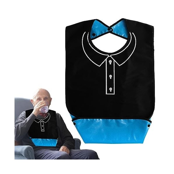 Pomrone vêtements pour adultes,Bavoir réutilisable pour personnes âgées avec ramasse-miettes - Bavoirs Adultes Imperméables e