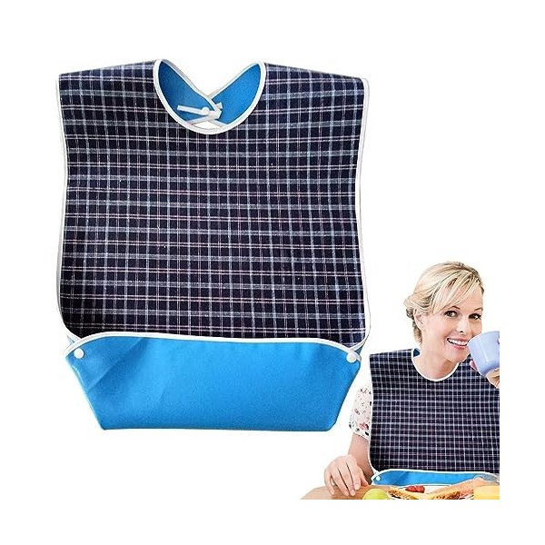 Aizuoni Bavoirs Adultes pour Manger, Bavoirs étanches pour personnes âgées avec ramasse-miettes, Protège-vêtements lavables e