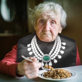 Lurrose Bavoir Pour Adultes Bavoir Pour Personnes Âgées Avec Récupérateur De Nourriture Imperméable Lavable Bavoir À Motif De