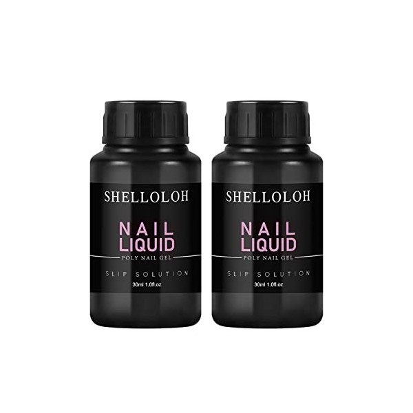 Shelloloh 2 Flacons Nail Liquide Slip Solution Gel Liquid Nail Liquid Poly Extension Slip Solution Acrylic Nail Gel 30ml