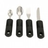 Fournitures Spéciales Ustensiles Adaptatifs ensemble De Cuisine 4 Pièces , Manche En Caoutchouc Noir Couteau Fourchette Cuil