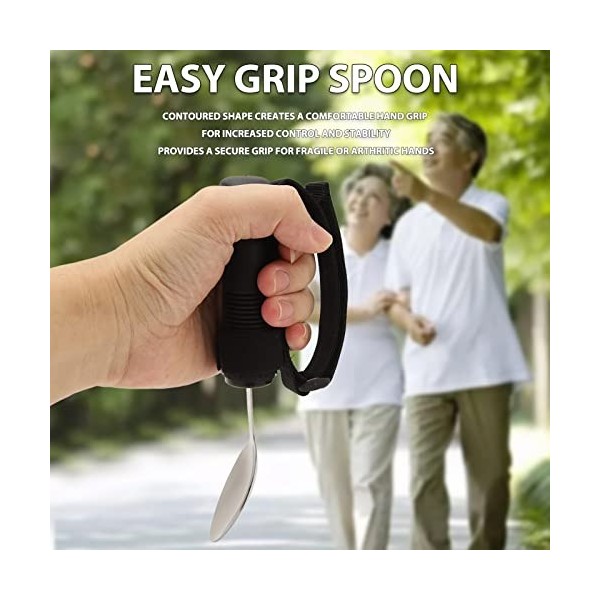 dykaae Cuillère à Café Adaptative, Poignées Antidérapantes à Prise Facile Sangle Réglable Cuillère Pliable Outils De Thérapie