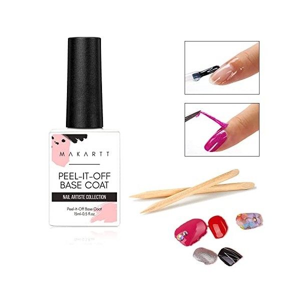 Makartt Gel Base Peel Off Décoller la Couche de Base, Gel de Base Pelable 15 ml pour les débutants dans la Pratique des Ongle