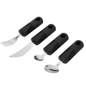 Ustensiles Lestés, Trou de Suspension 4 Pièces Poignée Antidérapante Parkinsons Ustensiles en Acier Inoxydable pour Personnes