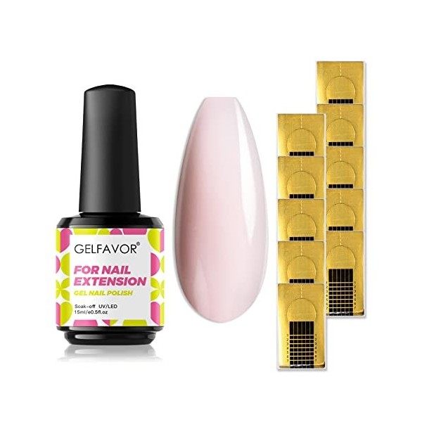 GELFAVOR Gel Construction Ongle UV 5 en 1 Rose Clair Gel de Construction pour Pointes dongles, Base et Structure pour Extens