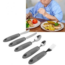 5 Pièces Fournitures Spéciales Ustensiles Adaptatifs, Ustensile Parkinson, Poignées Antidérapantes Pour les Tremblements des 