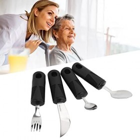 Ustensiles Parkinsons, 4 Pièces Poignée en Caoutchouc Trou de Suspension Anti-Secousses Ustensiles Lestés Conception Lestée e