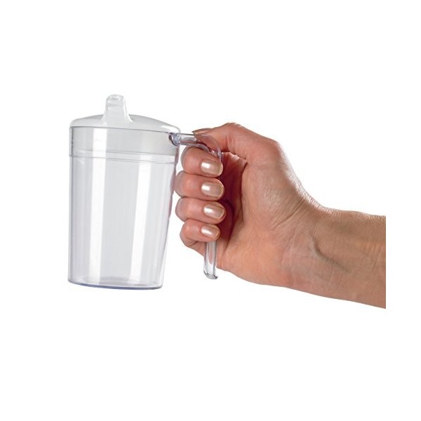 Homecraft Clear Polycarb Mug, Shatterproof Material, Choice of 2 Lids, Simple Drinking Cup and Mug for Limited Grip and Range