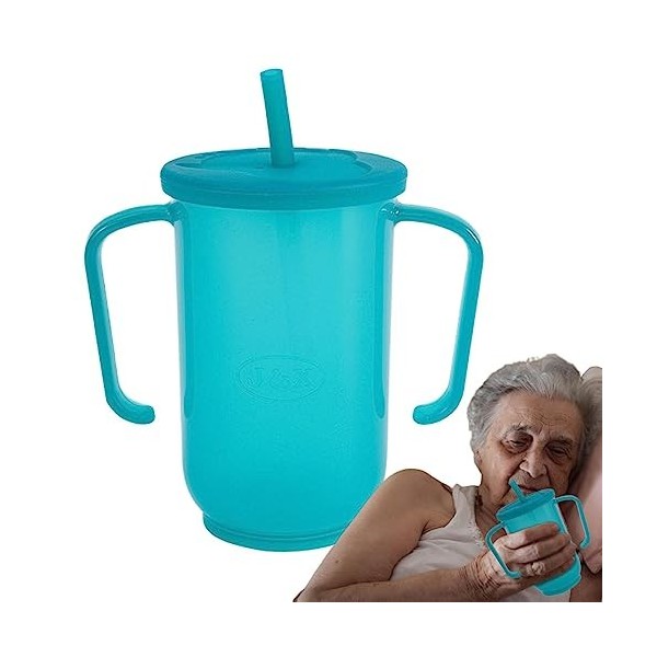 HESHS Tasse à Bec Adulte - Gobelet avec Anse Et Paille,Fournitures dalimentation pour Tout-Petits Tasse légère sans déversem