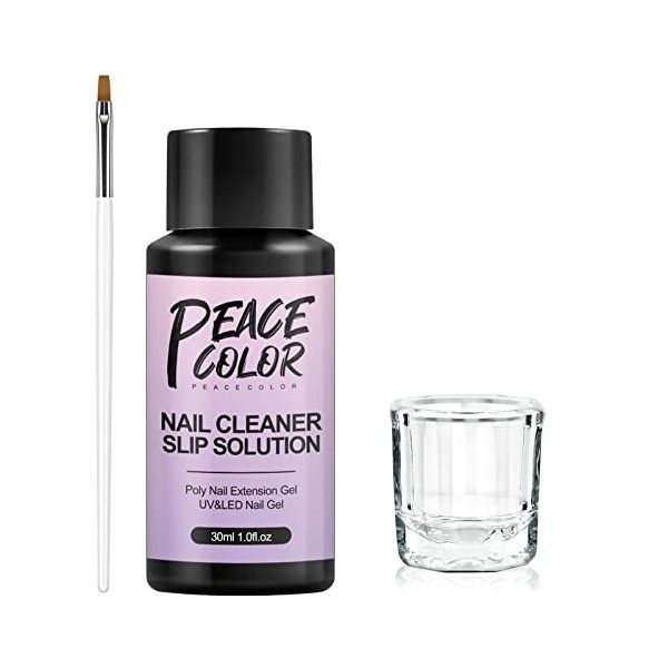 PEACECOLOR 30ML Slip Solution pour Etendre les Ongles Liquide de Acrylique Solution Liquide pour Extensions de Gel avec Bross