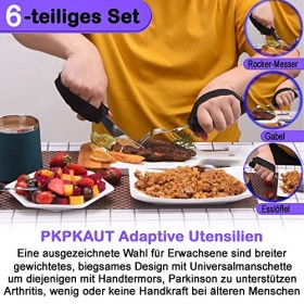 PKPKAUT Ustensiles adaptables pour les personnes âgées souffrant de Parkinson, ustensiles lestés pour trembler les mains, cou