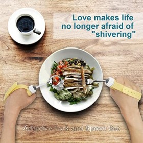 Ustensiles adaptatifs non lestés, poignées antidérapantes pour tremblements de main, arthrite, parkinson et personnes âgées –