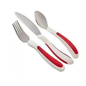 NRS Healthcare Red/ White Kura Care Cutlery Set Eligible for VAT Relief in The UK 