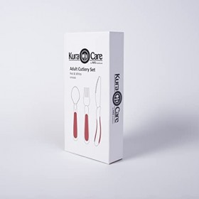 NRS Healthcare Red/ White Kura Care Cutlery Set Eligible for VAT Relief in The UK 