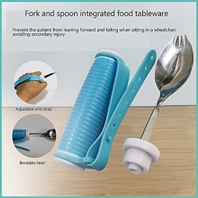tjz Aide Alimentaire Couverts Fourchette CuillèRe Fournitures SpéCiales Ustensiles Adaptatifs, Dragonne RéGlable, pour Person