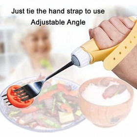 YQYMX Cuillère en Acier Inoxydable, cuillere Anti tremblement Amovible Rotatif pour Personnes âgées souffrant darthrite