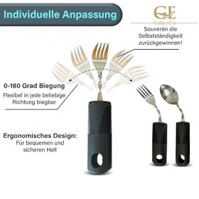 GoldenEra Couverts flexibles Supergrip pour personnes âgées avec poignées extra larges Couverts caoutchoutés Parkinson Athrit