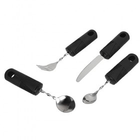 Couverts Pliables Lestés, Couverts pour Handicapés, Couverts Faciles à Prendre en Main, Lavables au Lave-vaisselle, Ensemble 