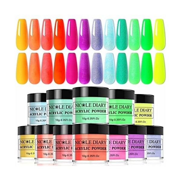 36 Couleurs Poudre Acrylique pour Ongles - Nicole Diary Professionnel Kit Acrylique Ongles pour Extension dongle Acrylique a