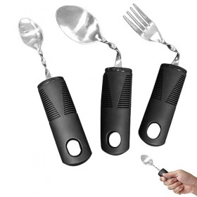 Ustensiles adaptatifs à la cuillère 3 emballages Miroir en acier inoxydable Portable flexible pliable avec des ustensiles han