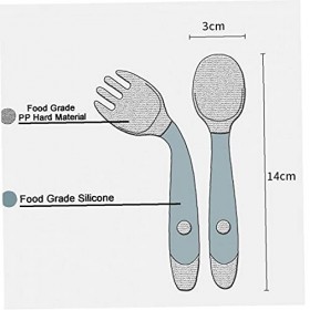1 Set Silicone Spoon Baby Ustensiles Ensemble Aliments Auxiliaires Feuille Enfant Apprendre À Manger Formation Fourchette Sof