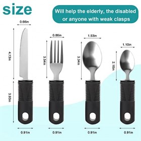 Amfrpar 4 Pièces Cuillère Couvert Parkinson Easy Grip Cuillère Parkinson Anti Tremblement Fourchette Parkinson Pliable avec é