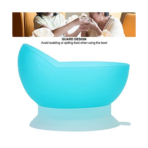 dykaae Assiette à Cuillère, avec Base à Ventouse, Vaisselle Anti-déversement, Ustensiles Adaptatifs pour Patients Handicapés,