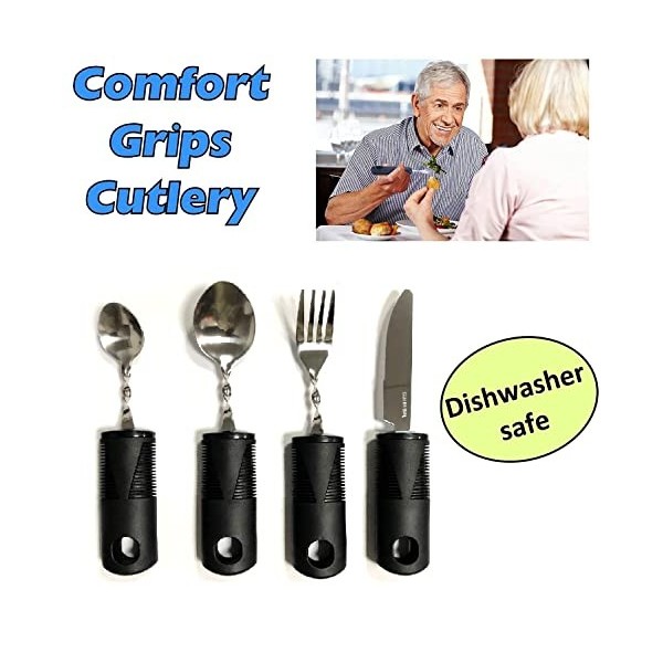 Ensemble de couverts pliables avec poignées extra larges et en main Aide à la salle à manger idéale pour les personnes âgées