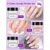 Yokilly Poudre Acrylique Pour Ongles,Acrylique Ongle Kit Avec Des Couleurs Claires/Roses/Blanches Poudre,Ensemble De Kits Do