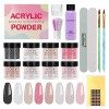 Deciniee Kit de Poudre Acrylique pour Ongles, 8 Couleurs Rouge, Blanc, Rose, Noir, Gelée , Kit Dextension pour Ongles Avec 