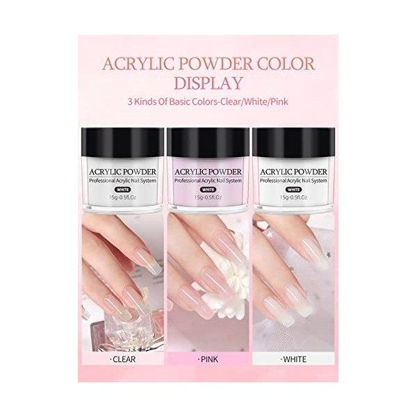 Yokilly Poudre Acrylique Pour Ongles,Acrylique Ongle Kit,Ensemble De Kits Dongles En Acrylique Professionnels Pour Débutants