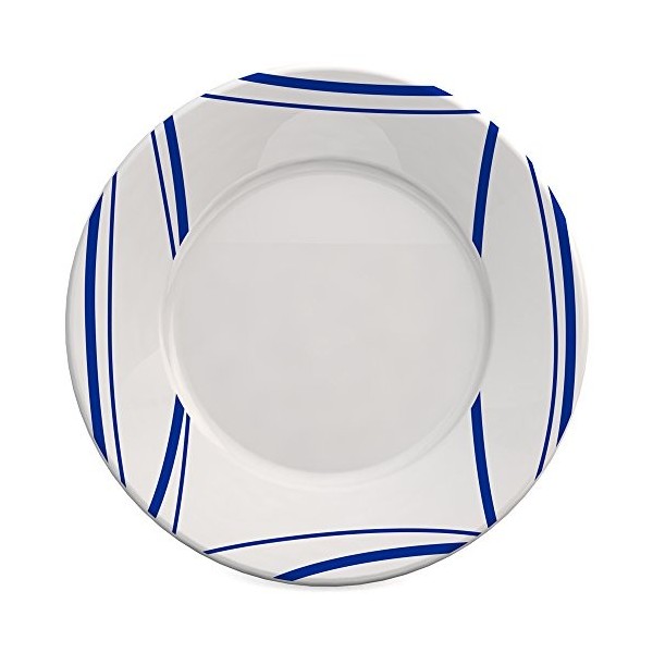 Ornamin Assiette Plate Ø 19 cm Roseau Bleu Mélamine Modèle 123 / assiette petit-déjeuner, assiette enfant, assiette plastiq