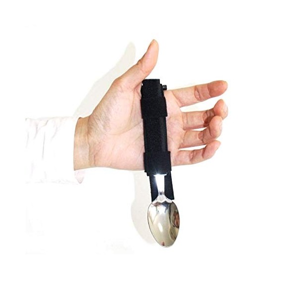 GHzzY Cuillère/Fourchette adaptative avec Sangle - Aide à la consommation Facile à saisir pour Les Personnes à mobilité rédui