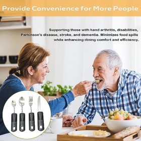 Couverts pour personnes âgées de Parkinson - Kit daide avec couteau à loeffel, fourchette pour gauche, cuillère courbée et p