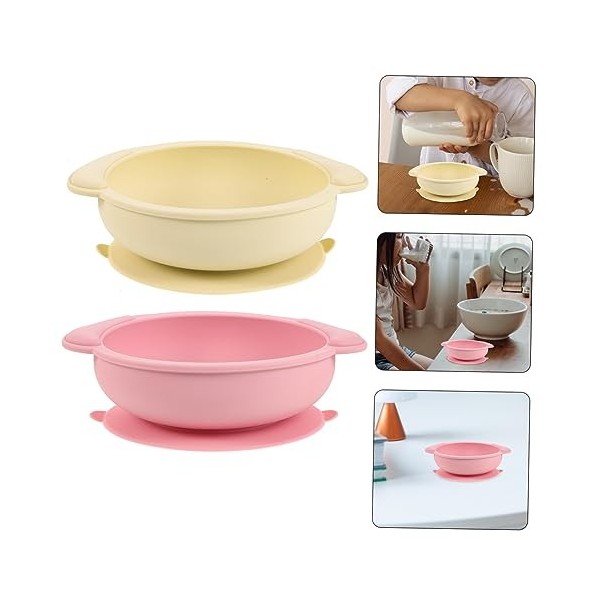 ABOOFAN 2 Pièces Ustensiles De Service Bols Bol Ventouse Bol Plat Ventouse Vaisselle Ventouse Personnes Âgées Bol Dîner Bol N