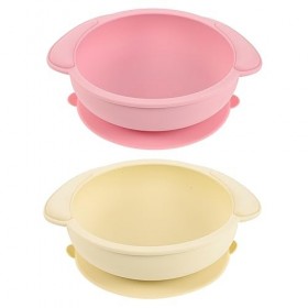 GLEAVI 2 Pièces Bols Ustensiles De Service Dîner Bol Ventouse Ventouse Ventouse Silicone Pour Plat Vaisselle Ventouse Beige C