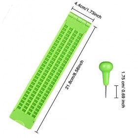 Frienda 4 Lignes 28 Cellules Braille Ardoise Ecriture Braille Ardoise Plastique Braille Ardoise Kit, Vert 2 Ensemble 