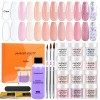 Lavender Violets acrylique ongles set 12 couleurs transparent blanc Poudre Acrylique ongles poudre N962A group Nude Family 