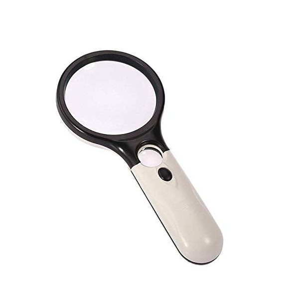 HXHBD Loupe portable éclairée 45x double lentille 3x Loupe de lecture 3x Blanc 190 x 83 x 28 mm Code produit : WW-1016