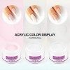 Coscelia Kit Poudre Acrylique pour Ongles Kit Ensemble Colors Blanc Rose Clair Poudre Ongles nail art Pinceau Acrylique Liqui