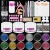 COSCELIA Kit Poudre Acrylique pour Ongle 3 Couleur Clair/Rose/Blanc Powder Acrylique Liquide Acrylic 200pc Faux Ongles Liquid