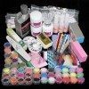 Pannow Nail Art Ongles Kit, Manucure Kit Ongles Conseils Faux Ongles Nail Art Acrylique Poudre Paillettes Décoration Set